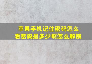 苹果手机记住密码怎么看密码是多少啊怎么解锁