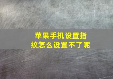 苹果手机设置指纹怎么设置不了呢