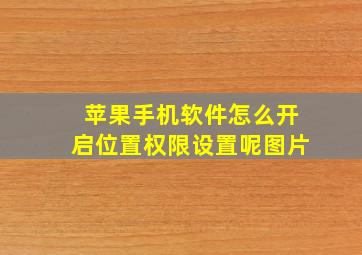 苹果手机软件怎么开启位置权限设置呢图片