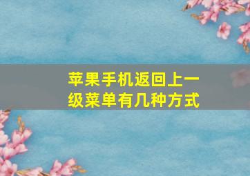 苹果手机返回上一级菜单有几种方式