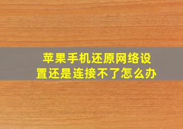 苹果手机还原网络设置还是连接不了怎么办