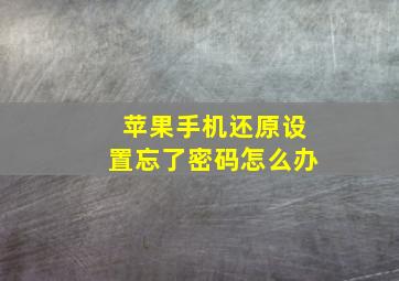 苹果手机还原设置忘了密码怎么办