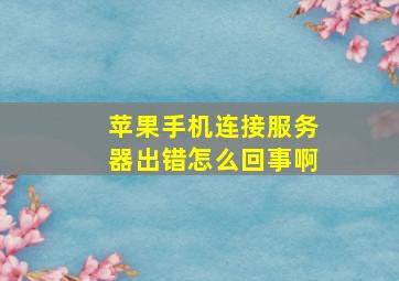 苹果手机连接服务器出错怎么回事啊