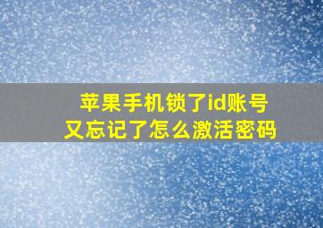 苹果手机锁了id账号又忘记了怎么激活密码