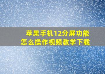 苹果手机12分屏功能怎么操作视频教学下载