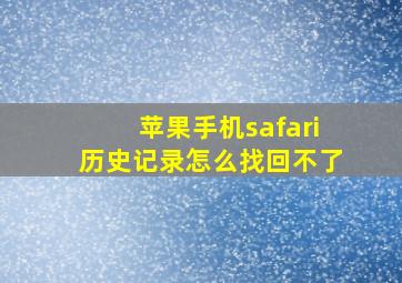 苹果手机safari历史记录怎么找回不了