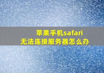 苹果手机safari无法连接服务器怎么办