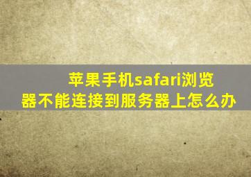 苹果手机safari浏览器不能连接到服务器上怎么办