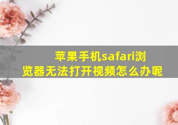 苹果手机safari浏览器无法打开视频怎么办呢