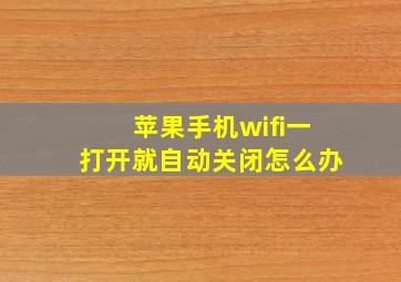 苹果手机wifi一打开就自动关闭怎么办