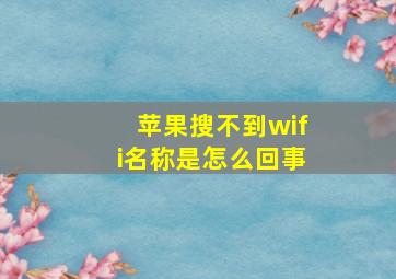 苹果搜不到wifi名称是怎么回事