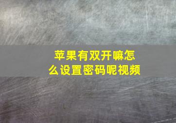 苹果有双开嘛怎么设置密码呢视频