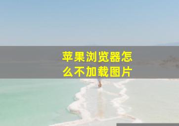 苹果浏览器怎么不加载图片