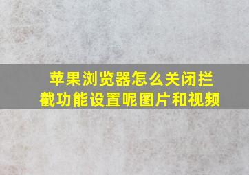 苹果浏览器怎么关闭拦截功能设置呢图片和视频