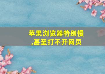 苹果浏览器特别慢,甚至打不开网页