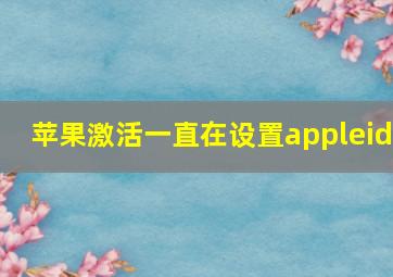 苹果激活一直在设置appleid