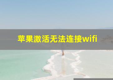 苹果激活无法连接wifi