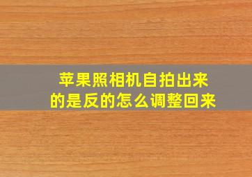 苹果照相机自拍出来的是反的怎么调整回来