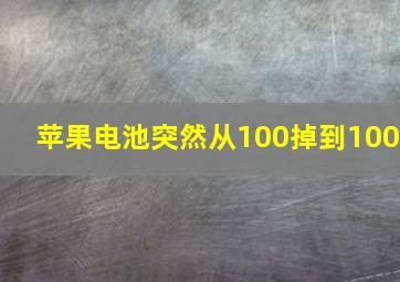 苹果电池突然从100掉到100