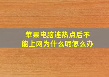 苹果电脑连热点后不能上网为什么呢怎么办