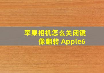 苹果相机怎么关闭镜像翻转 Apple6