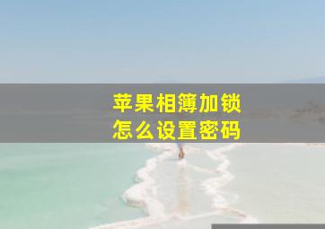 苹果相簿加锁怎么设置密码