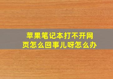 苹果笔记本打不开网页怎么回事儿呀怎么办