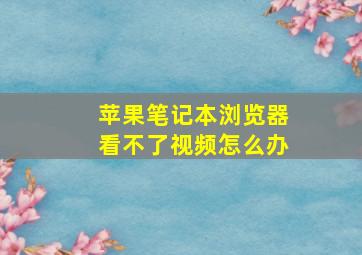 苹果笔记本浏览器看不了视频怎么办