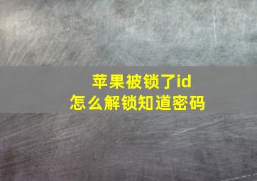 苹果被锁了id怎么解锁知道密码