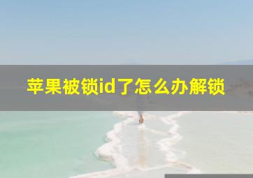 苹果被锁id了怎么办解锁