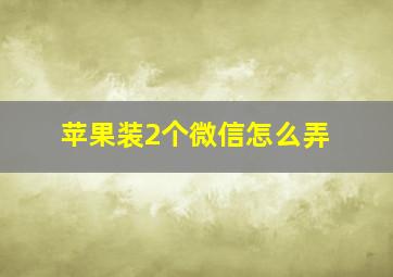 苹果装2个微信怎么弄