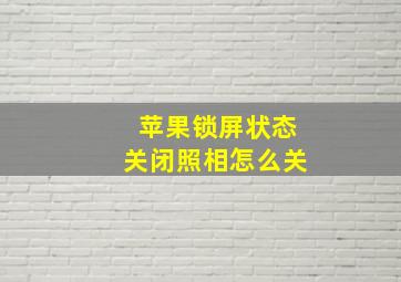 苹果锁屏状态关闭照相怎么关