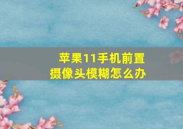 苹果11手机前置摄像头模糊怎么办