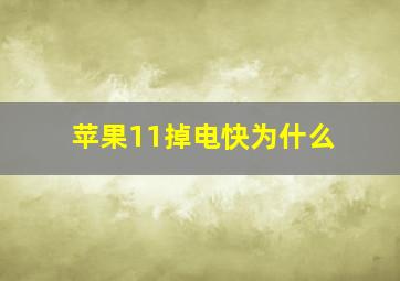 苹果11掉电快为什么