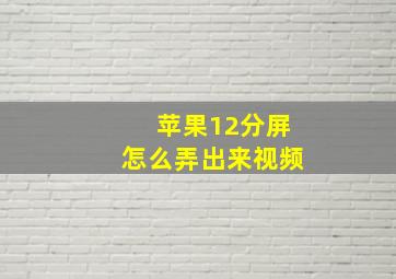 苹果12分屏怎么弄出来视频