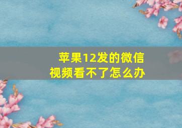 苹果12发的微信视频看不了怎么办