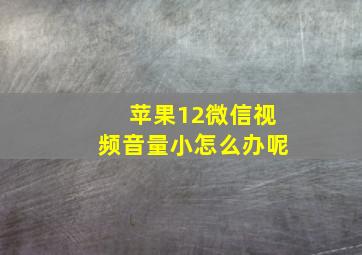 苹果12微信视频音量小怎么办呢