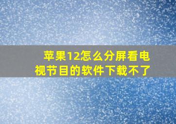 苹果12怎么分屏看电视节目的软件下载不了