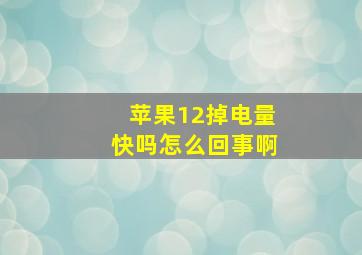 苹果12掉电量快吗怎么回事啊