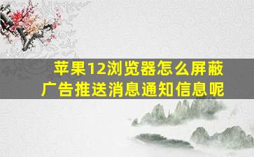 苹果12浏览器怎么屏蔽广告推送消息通知信息呢