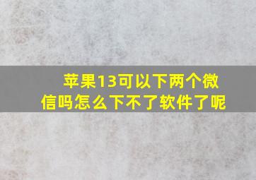 苹果13可以下两个微信吗怎么下不了软件了呢