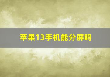 苹果13手机能分屏吗