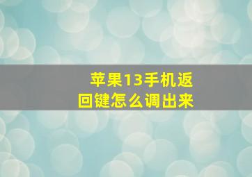 苹果13手机返回键怎么调出来