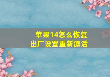 苹果14怎么恢复出厂设置重新激活