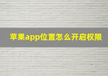 苹果app位置怎么开启权限