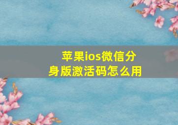 苹果ios微信分身版激活码怎么用