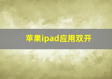 苹果ipad应用双开