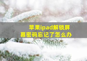 苹果ipad解锁屏幕密码忘记了怎么办