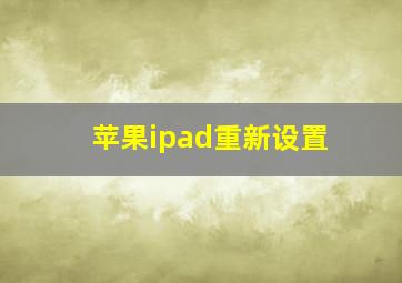 苹果ipad重新设置