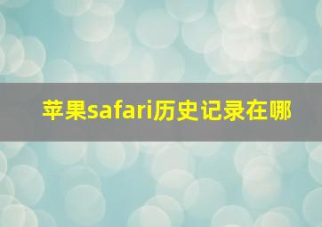 苹果safari历史记录在哪